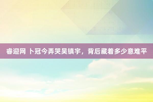 睿迎网 卜冠今弄哭吴镇宇，背后藏着多少意难平
